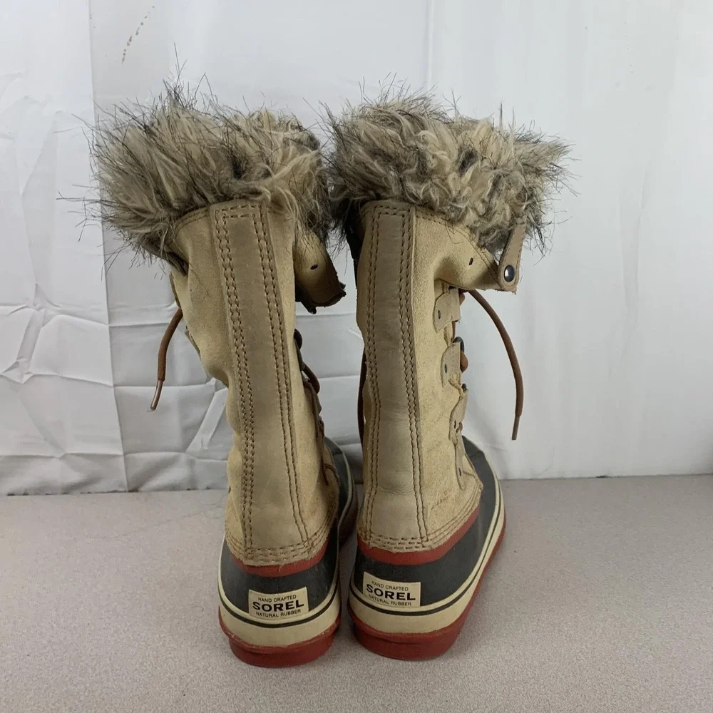Sorel‎ Snow Boots Womens Size 7 Brown Joan Of Arctic Fur Waterproof Winter